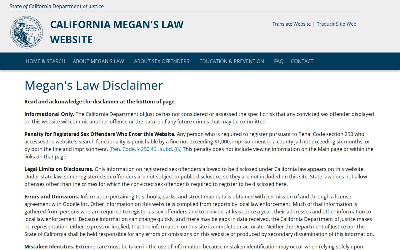 Selma people search access to the California Megan's Law registry
