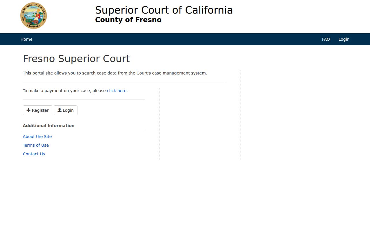 Selma people search screen for the Fresno Superior Court portal