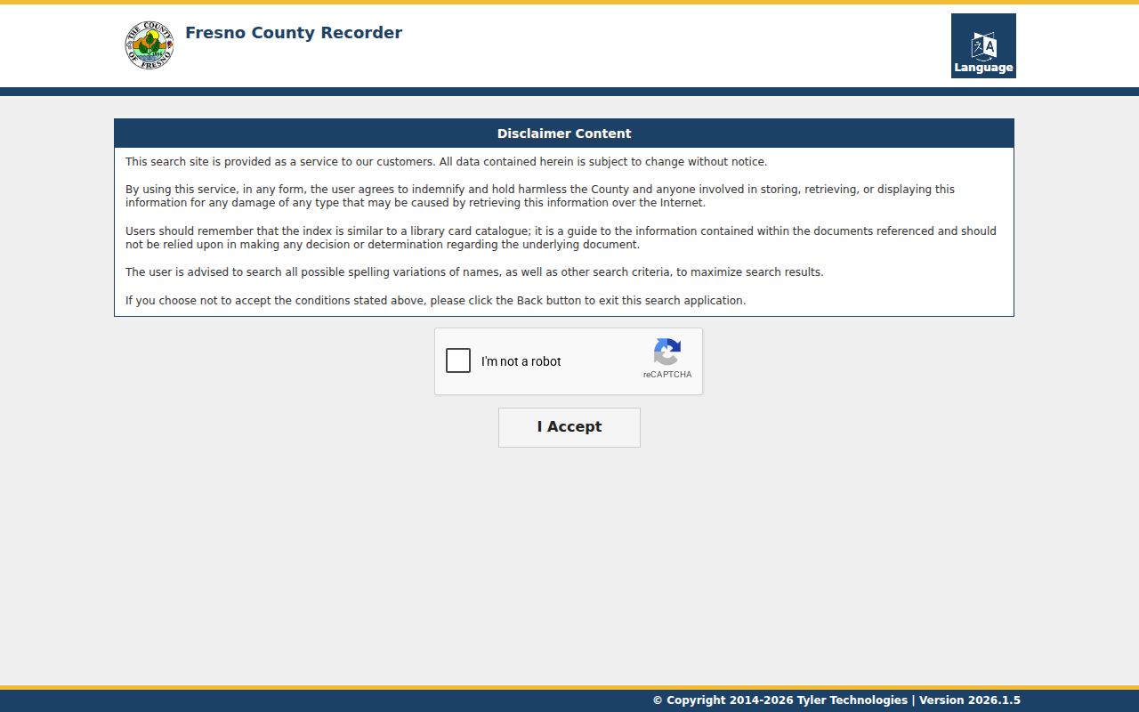 Selma people search entry to the Fresno County Recorder index