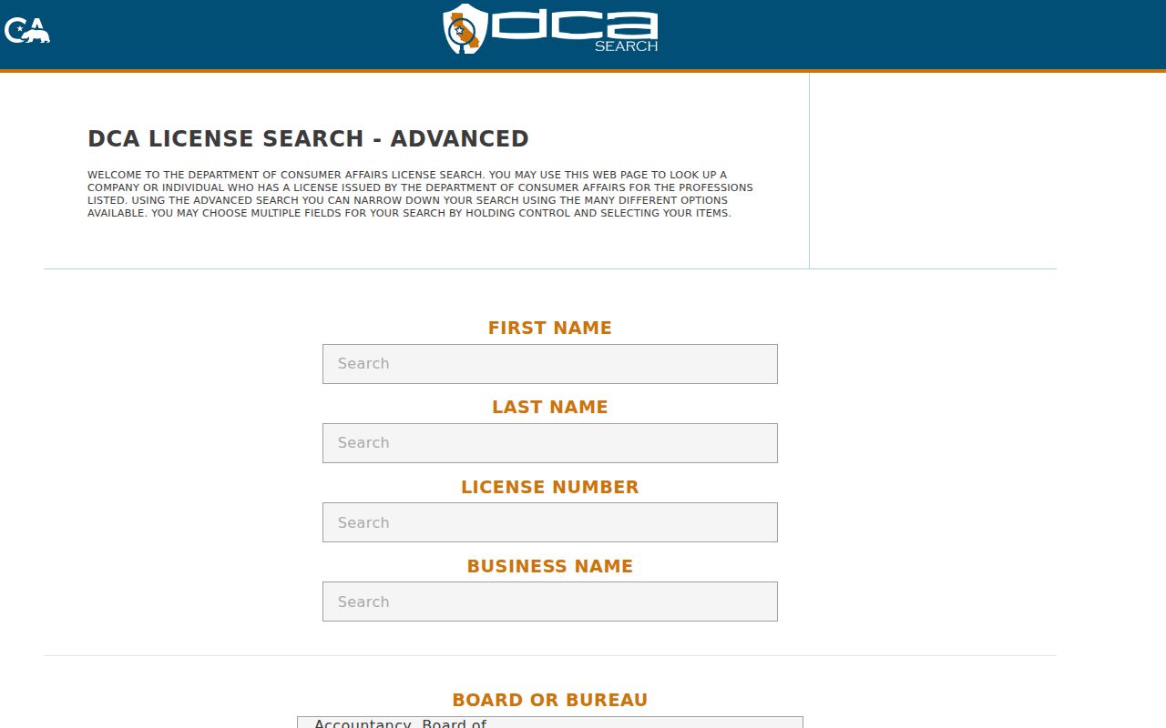 Selma people directories California professional license form