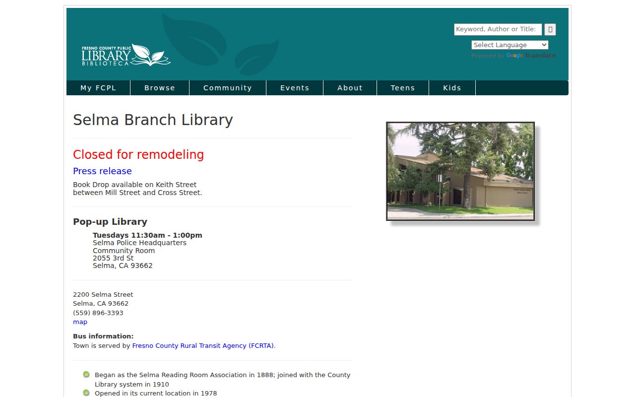 Selma people directories and branch local history services