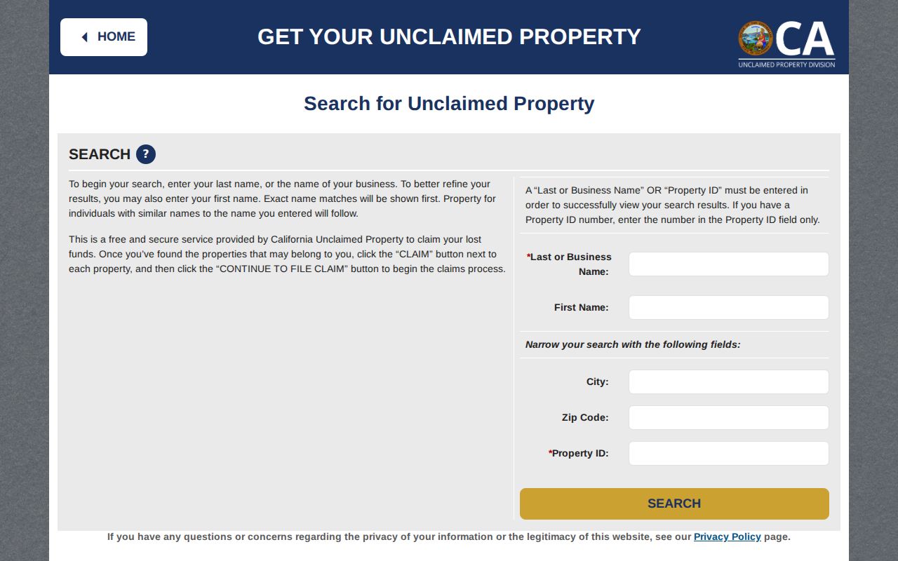 Selma public records name search in California unclaimed property